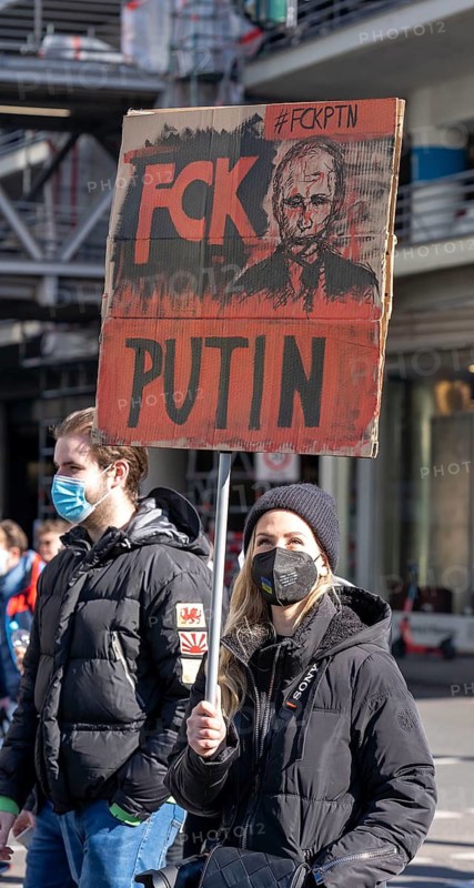 Peace demonstration against the war in Ukraine, instead of the Rose Monday parade in Cologne, with over 250, 000 participants, in the city centre, with many carnivalists, North Rhine-Westphalia, Germany