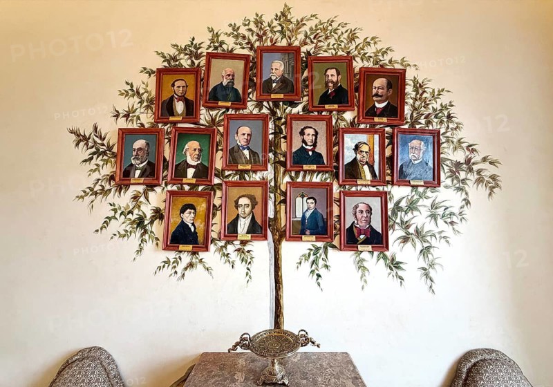 Tree with portraits of the presidents of the Portuguese Chamber of Commerce, family tree, Palácio da Bolsa, Stock Exchange Palace, UNESCO World Heritage Site, Porto, Portugal