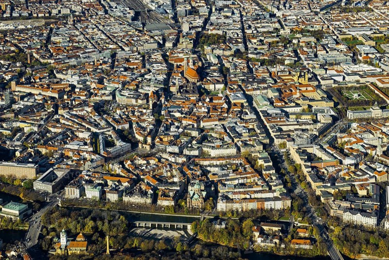 Munich city centre, aerial view, bird's eye view, Munich, Bavaria, Germany