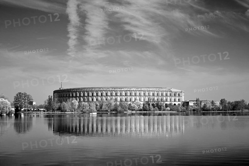 General view of the former incomplete Congress Hall of the NSDAP 1933-1945, front the Dutzenteich, documentation center, Reichsparteitagsgelände, Bayernstraße 110, Nuremberg, Middle Franconia, Bavaria, Germany
