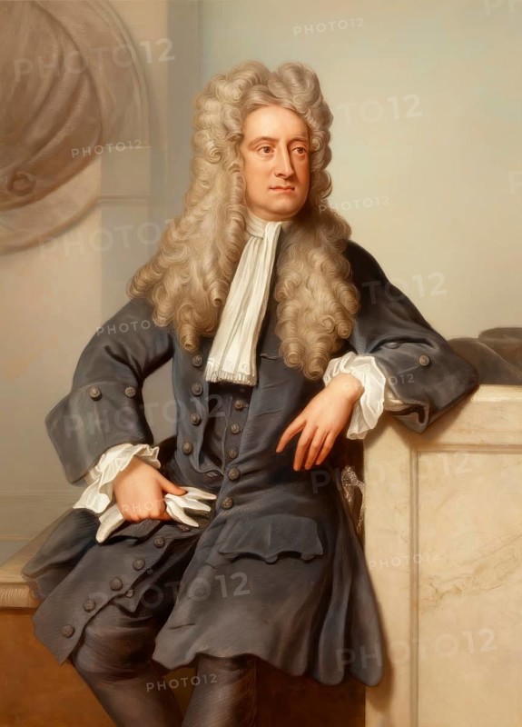 Sir Isaac Newton, 1642-1726, English physicist and mathematician, digitally edited based on a historical illustration
