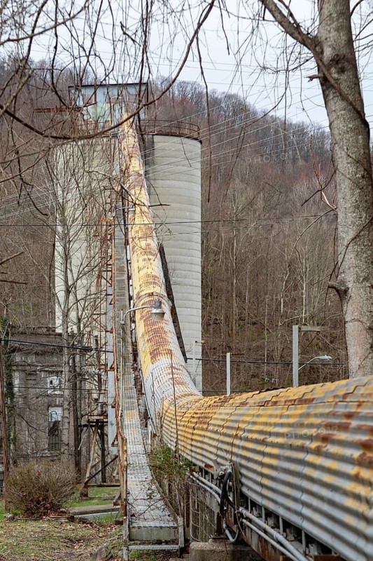 Lynch, Kentucky - Coal mining equipment remains in a former U.S. Steel company town in Harlan County. Automation and the subsequent closure of most mines have reduced the area's population and increased its poverty