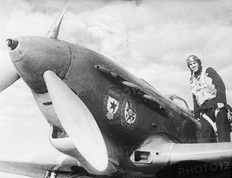 Pilot in a Soviet fighter plane. Southern Russia 1943