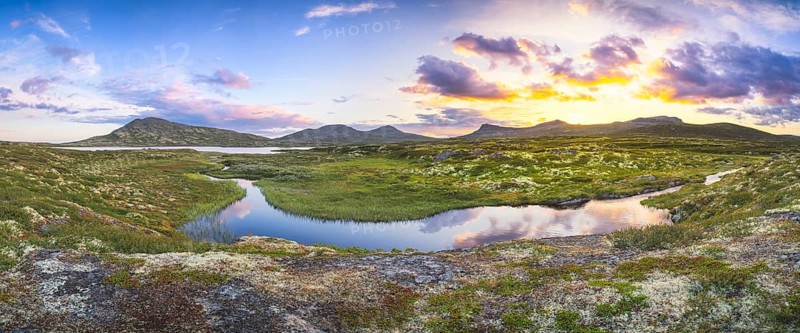 Evening mood at Muvatnet, Rondane National Park, Venabygdsfjell, Rondafjell, Enden, Ringebu, Innlandet, Norway