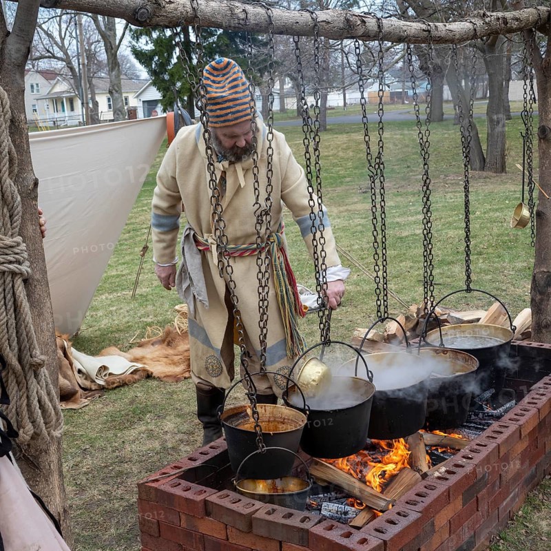 Monroe, Michigan - Workers from the Monroe County Museum demonstrate maple sugaring as it was done in the early 1800s