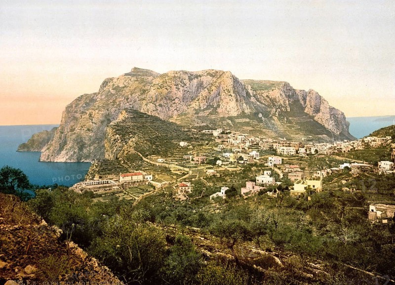Mount Solaro, Isle of Capri, Italy, c. 1895, Historic, digitally restored reproduction from a 19th century original, Record date not stated