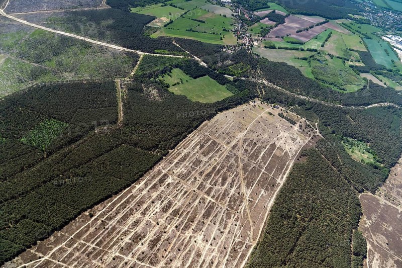 Former military training area Lübtheen, military training area, aerial photograph, aerial view, nature reserve, Lübtheen Heath
