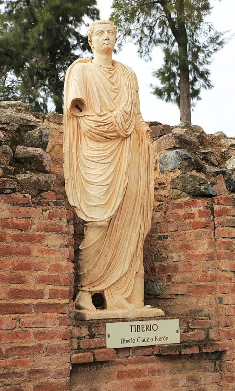 Statue of Emperor Tiberius, Aula Sacra, Merida, Extremadura, Spain