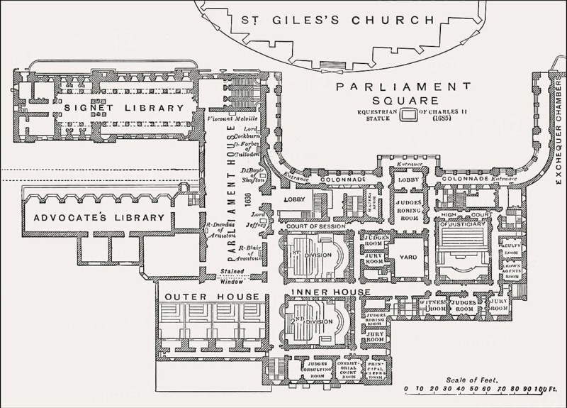 Plan of Parliament House and the Supreme Courts of Scotland, Edinburgh, 19th century