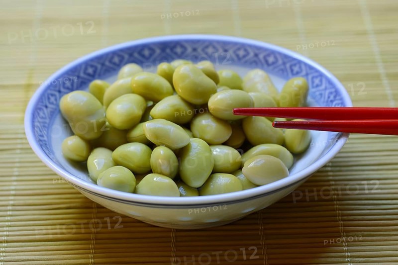 Edamame, unripe soya beans in shell, Glycine max
