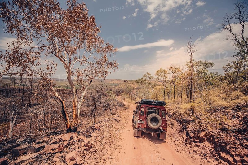 Landrover Defender four-wheel drive vehicle in the Australian outback