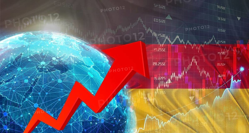 Global financial growth with Germany flag. Financial growth with Germany flag on economic background