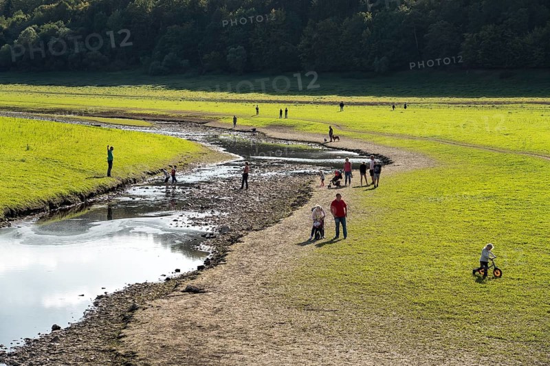 Lake Edersee at low tide, Hesse, Germany