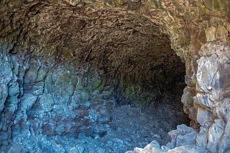 Tulelake, California - Skull Cave in Lava Beds National Monument. Lava tubes caves formed in the area thousands of years ago