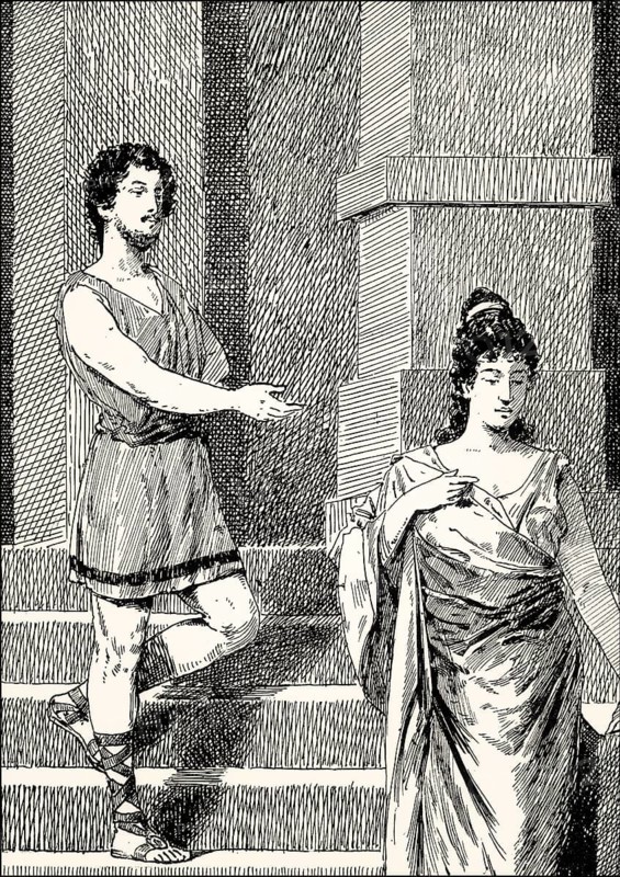 Orestes with Iphigenia, scene from Iphigenia in Tauris, Act IV, Johann Wolfgang von Goethe