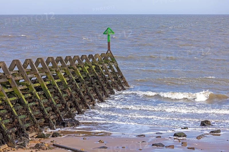 Breakwater, sea, The Naze Nature Reserve, Walton-on-the-Naze, England, Great Britain