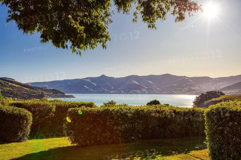 Akaroa Bay, Landschaft, Banks Peninsula, Canterbury, Neuseeland