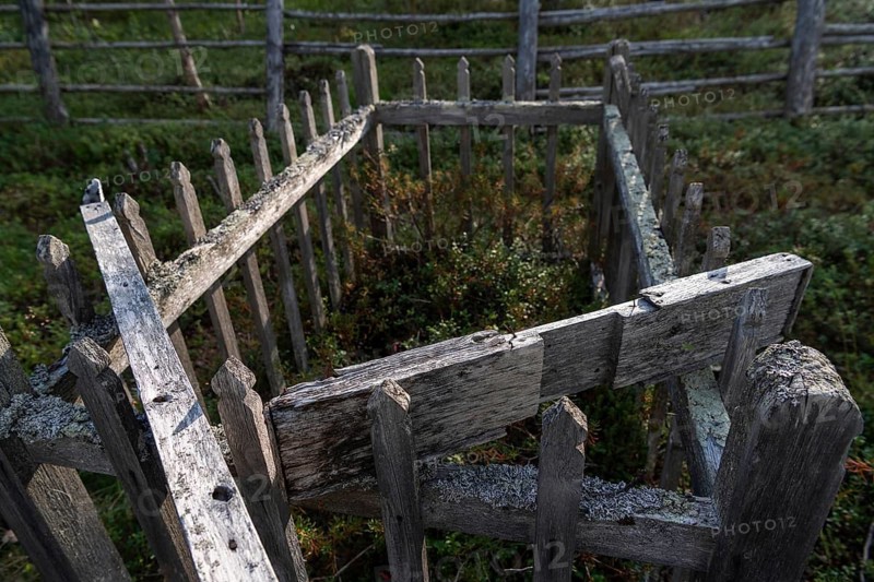 Grave, old cemetery, Utsjoki or Ohcejohka, Lapland, Finland