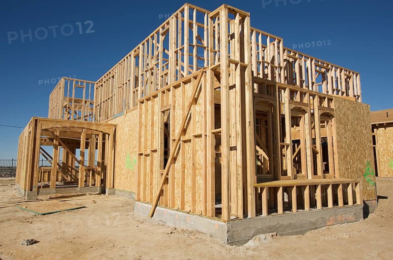 New residential construction home framing site