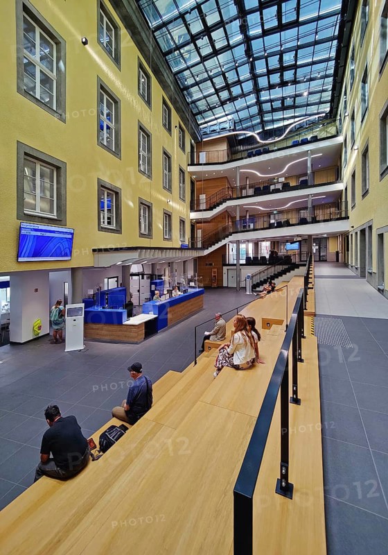 The new RathausForum, integrated in the former courtyard, Town Hall, Witten, Ruhr area, North Rhine-Westphalia, Germany