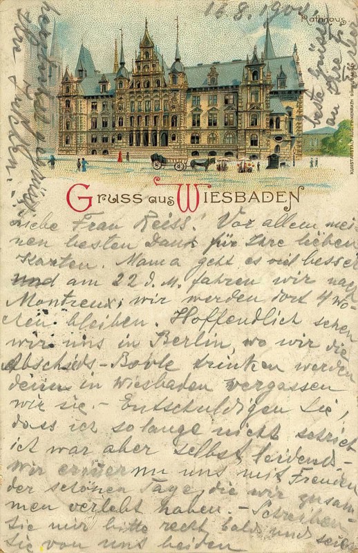 Historical postcard, picture postcard, Wiesbaden, Hesse, Germany, digitally enhanced reproduction of an original from around 1900, picture postcard