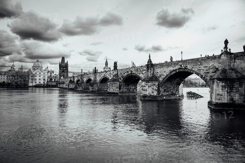 PRAGUE, CZECHIA - MARCH 25, 2023: view at historical Charles Bridge