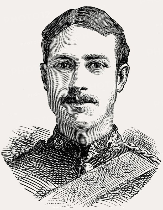 Lieutenant Henry Gribble of the British army, 3rd Dragoon Guards, killed at Kassassin, Egypt 1882, From British Battles on Land and Sea, by James Grant