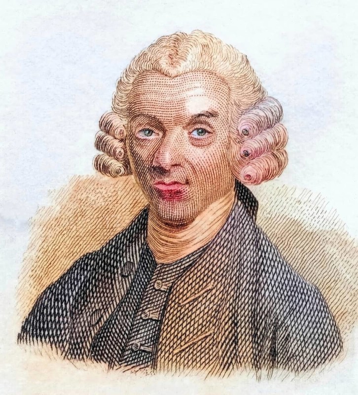 William Hunter, 1718 to 1783, Scottish anatomist and physician, coloured woodcut from Crabbe's Historical Dictionary from 1825, Historical, digital reproduction
