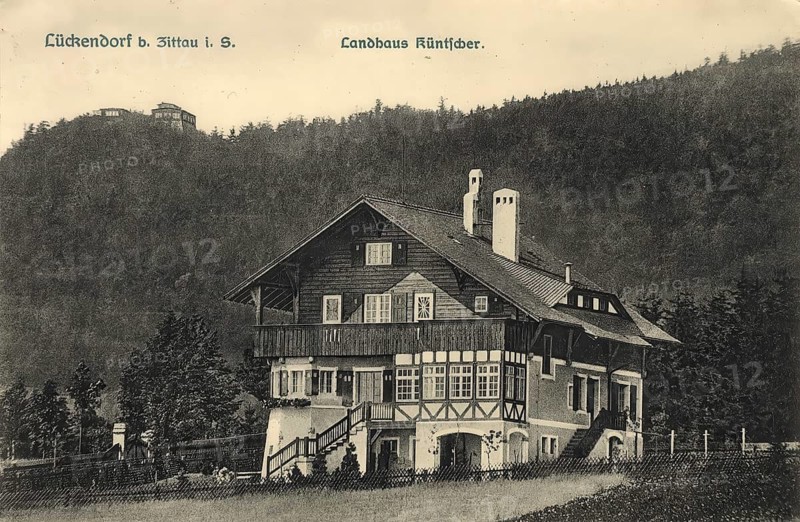 Historical postcard, picture postcard, Lückendorf near Zittau, Landhaus Küntscher, Saxony, Germany, digitally enhanced reproduction of an original from around 1900, picture postcard