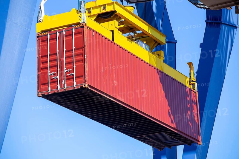 Close-up of the loading of a shipping container