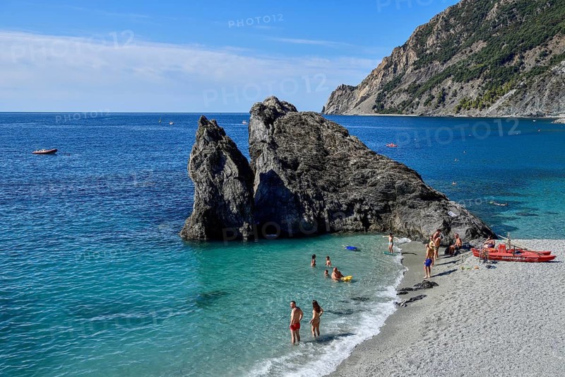 Monterosso Beach, Spiaggia di Fegina, Cinque Terre, Province of La Spezia, Liguria, Italy