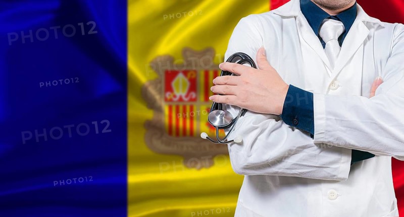Andorran national health system, Medical professional holding sthetoscope isolated