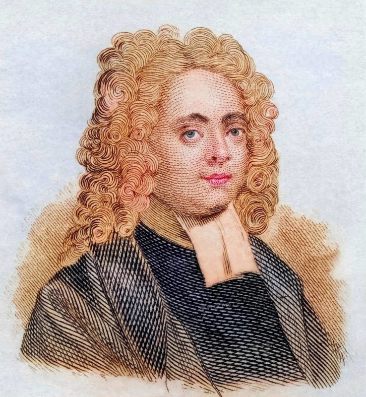 William Broome, 1689 to 1745, English writer and translator, coloured woodcut from Crabbe's Historical Dictionary from 1825, Historical, digital reproduction
