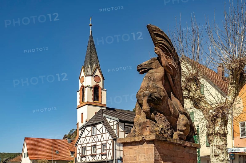 The Protestant Church and War Memorial for the Fallen of the First World War in Dahn, Rhineland-Palatinate, Germany