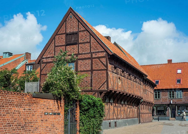 Half-timbered house, typical architecture, from the 17th century in Ystad, Skåne County, Sweden, Scandinavia