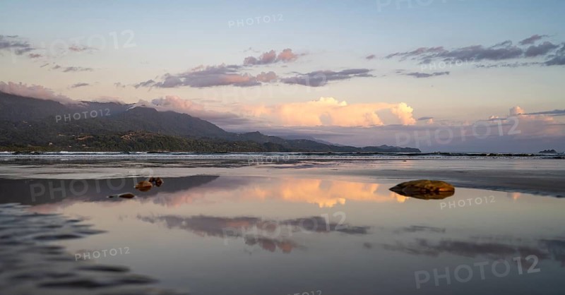 Evening mood, low tide on the beach, Marino Ballena National Park, Puntarenas Province, Osa, Costa Rica