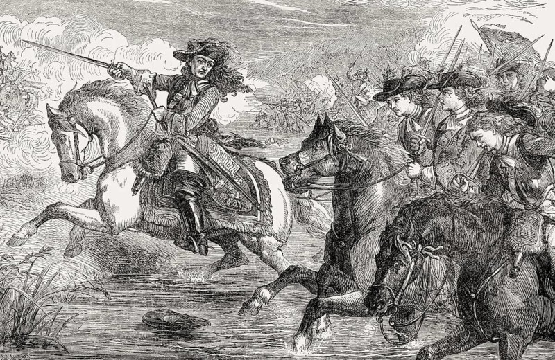 Dutch Prince William of Orange at the Battle of the Boyne, 1690, From British Battles on Land and Sea, by James Grant