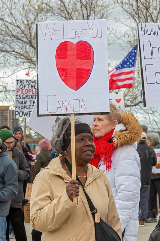 Detroit, Michigan USA - 26 April 2025 - A 'Bridging Our Friendship' rally on the banks of the Detroit River pushes back at the anti-Canada attitude of the Trump Administration. A similar rally took place acress the river in Windsor, Ontario, and at other border crossings in Michigan and Ontario