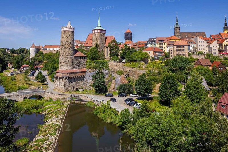 Old town with water art, Bautzen, Saxony, Germany