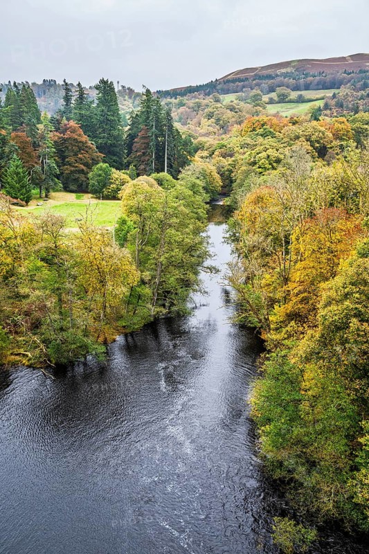 Autumn colors over Llyn Brianne Dam and Reservoir, Lake Vyrnwy, Powys, Wales, UK