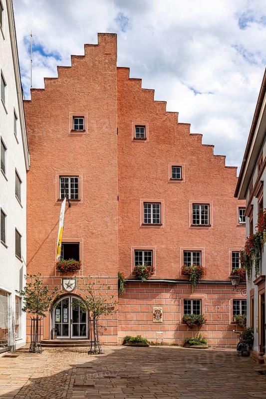 City view of Engen in Hegau. Town Hall in the old town. Engen, Baden-Württemberg, Germany