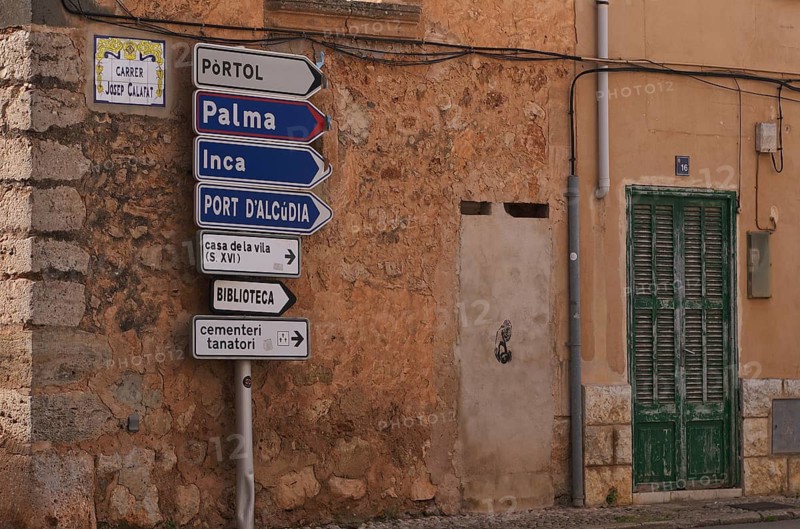Various road signs, signposts, Santa Maria del Camí, Calvià, Majorca, Balearic Islands, Balearic Islands, Spain