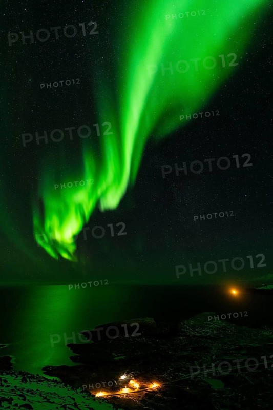 Northern Lights (Aurora borealis) over the Norwegian Sea, Söröya, Finnmark, Norway, December 2018