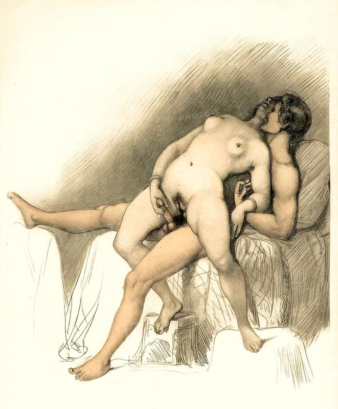 Couple having sex, erotic watercolour by Peter Johann Nepomuk Geiger (11 January 1805) (29 October 1880), an Austrian painter and draughtsman, Historic, digitally restored reproduction from an original of the period