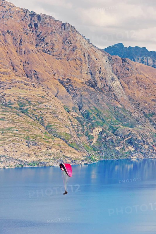 Paragliding over Lake Wakatipu, Queenstown, South Island, New Zealand