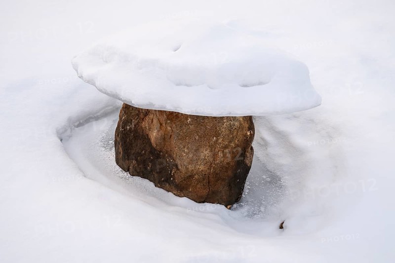 Snowy rock, Lapland, Finland, January 2025
