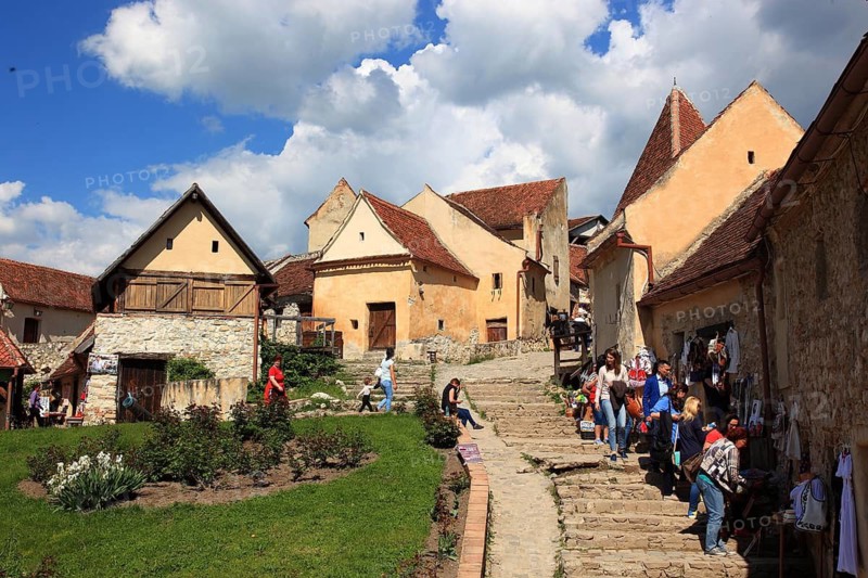 Historic buildings in the courtyard of Rosenau Castle, Cetatea Rasnov near Brasov, Brasov, Transylvania region, Transylvania, Romania