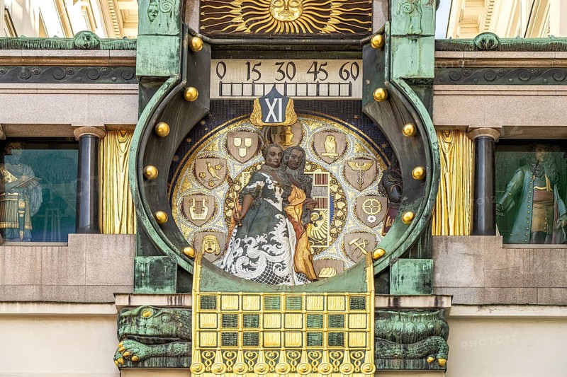 Art Nouveau music box anchor clock, Vienna, Austria