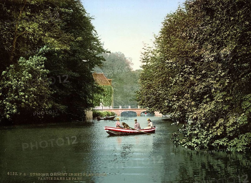 View of the park, Utrecht, Holland, c. 1895, Historic, digitally restored reproduction from a 19th century original, Record date not stated