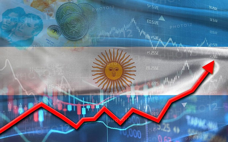 Argentinian economic growth on financial graph. Argentina financial growth on market graph